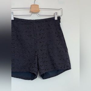 Navy blue embroidered dress shorts